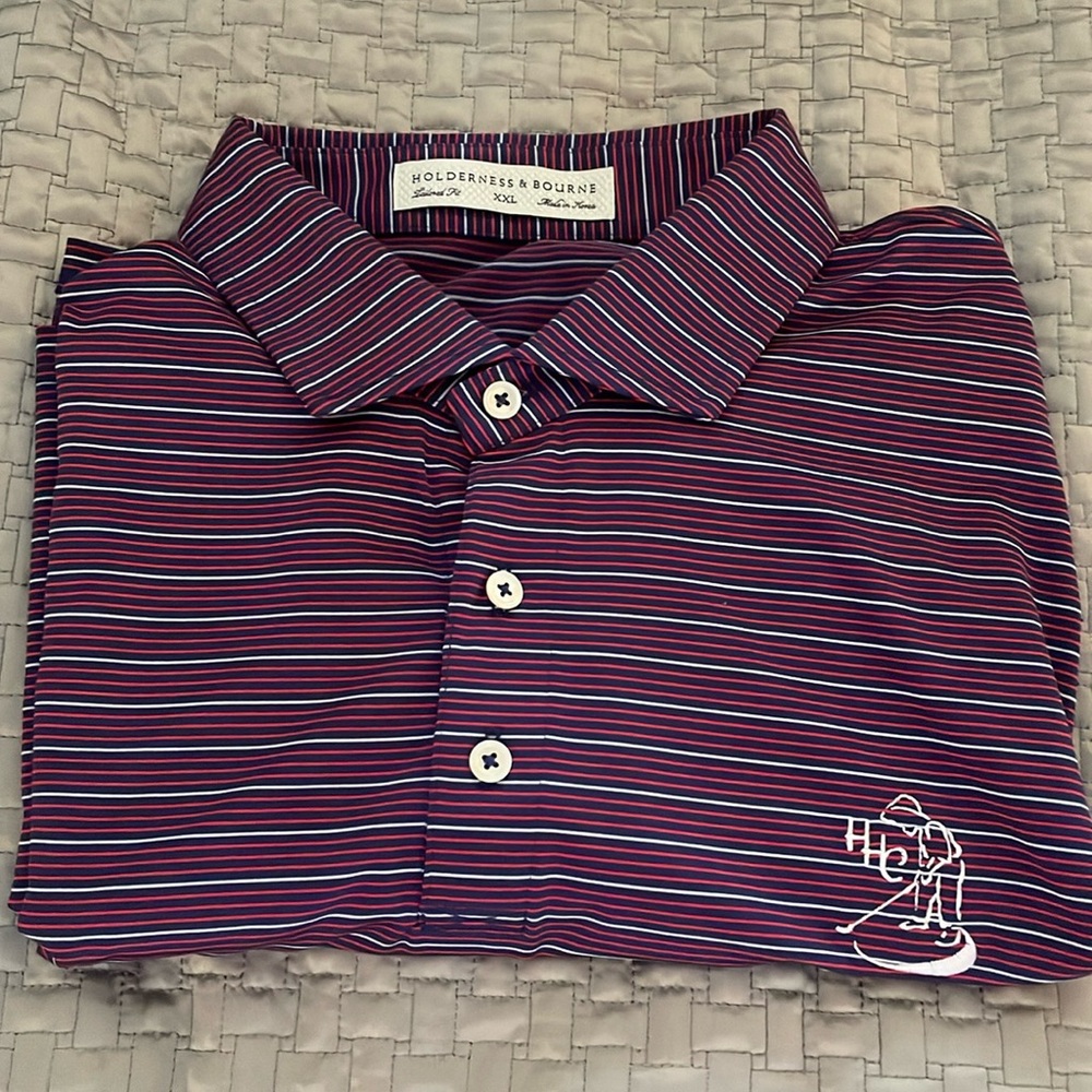 Holderness and Bourne size XXL purple,red, and white shirt